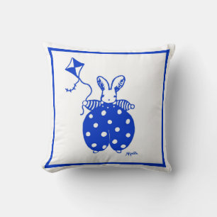Blue and yellow bunny with kite pillow
