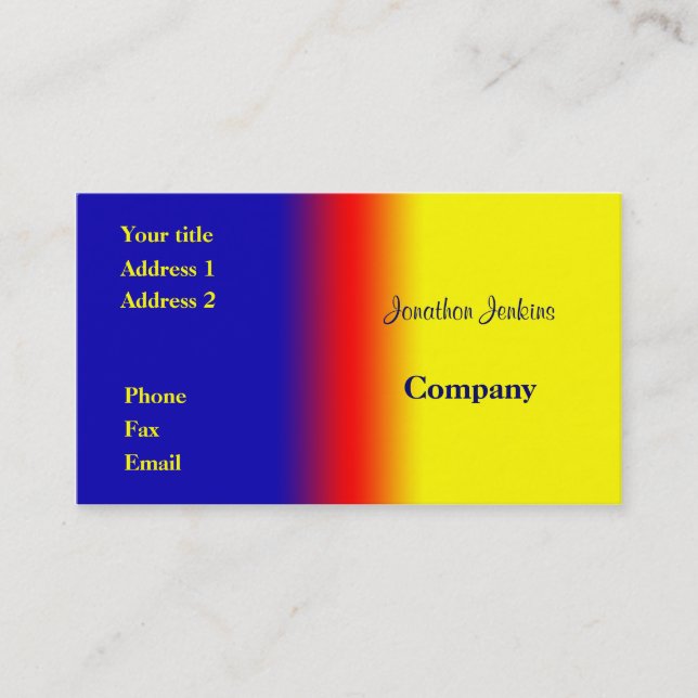 Blue and yellow business card (Front)