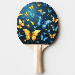 Blue And Yellow Butterflies Flying, Ping Pong Paddle