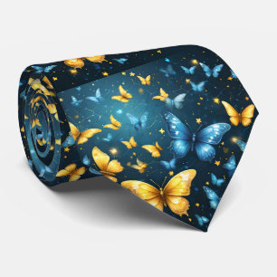 Blue And Yellow Butterflies Flying, Tie