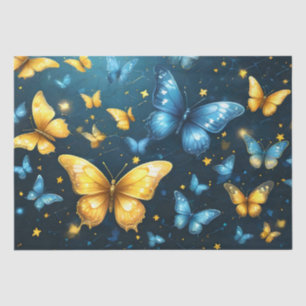 Blue And Yellow Butterflies Flying, Tissue Paper