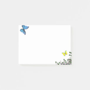 Blue and Yellow Butterflies & Little Flowers Post-it Notes