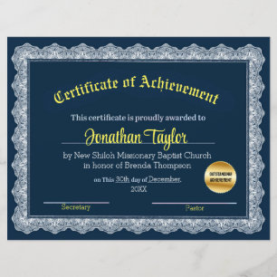 Blue and Yellow Certificate of Achievement