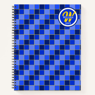 Blue and Yellow Checks Personalised Notebook