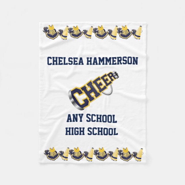 Blue and Yellow Cheer Fleece Blanket (Front)