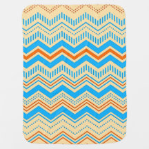 Blue and Yellow Chevron Print Baby Blanket
