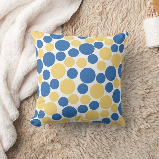 Blue and yellow Circle Pattern Cushion (Blanket)