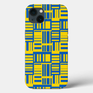 Blue And Yellow Colour Line Design Pattern iPhone 13 Case
