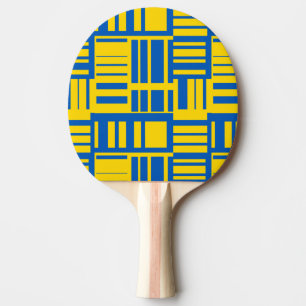 Blue And Yellow Colour Line Design Pattern Ping Pong Paddle