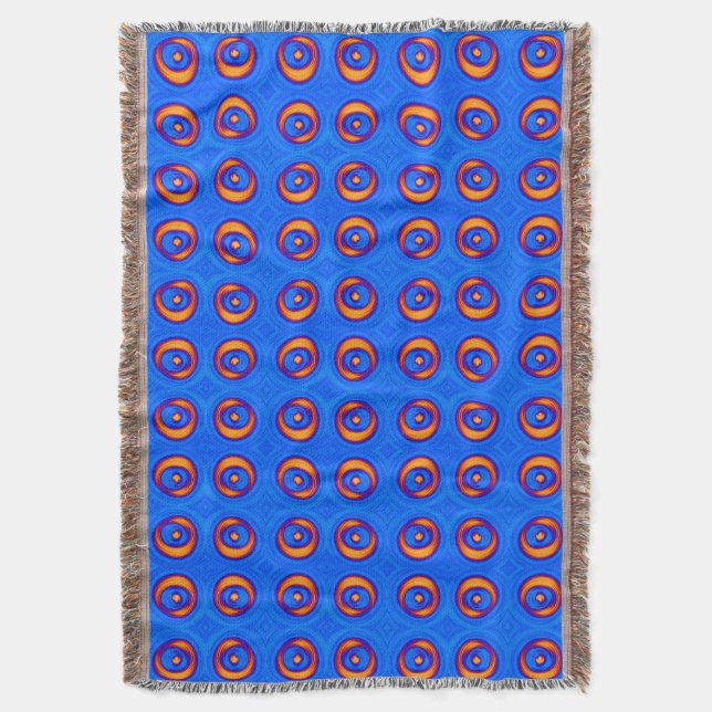 Blue and Yellow COOL pattern Throw Blanket (Front Vertical)