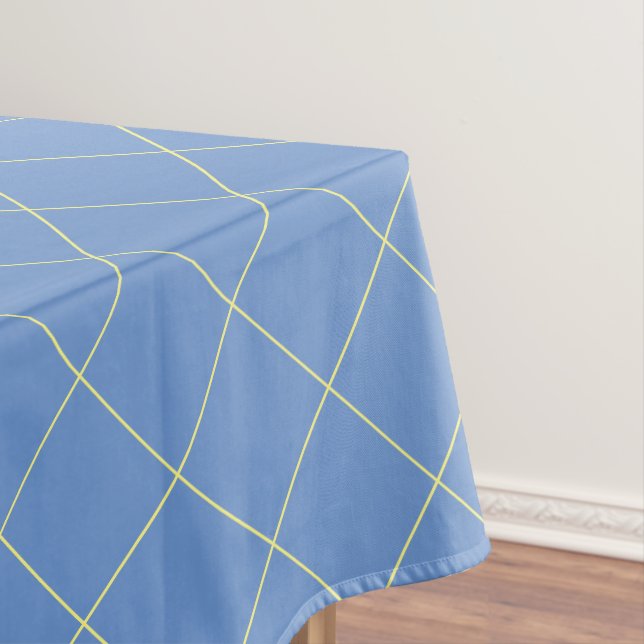 Blue and yellow, country, lattice pattern cotton tablecloth (In Situ)