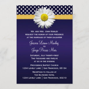 Blue and Yellow Daisy Wedding Invitation
