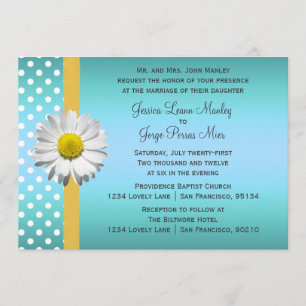 Blue and Yellow Daisy Wedding Invitation