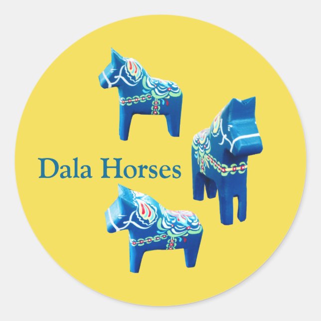 Blue and Yellow Dala Horse Sticker (Front)