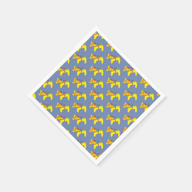 Blue and Yellow Dala Horses Napkin (Corner)
