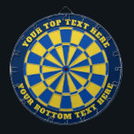 Blue and Yellow Dartboard with Custom Text<br><div class="desc">Blue and yellow dart board with two custom text areas. You can easily change every color clicking on customize button.</div>