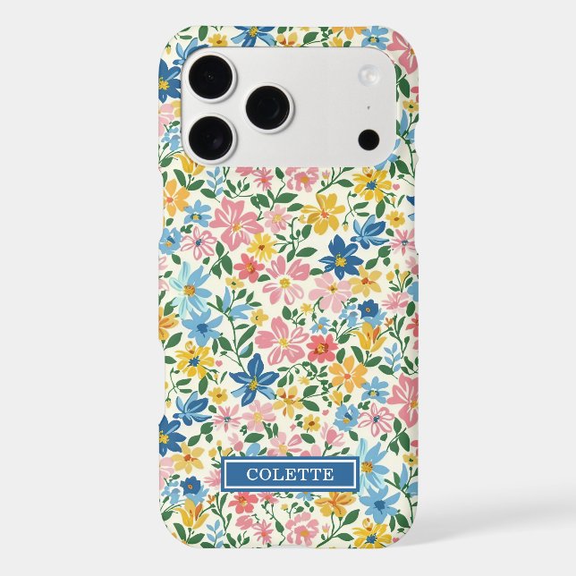 Blue and Yellow Ditsy Flowers Monogrammed (Back)