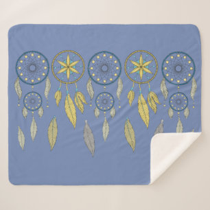 Blue and Yellow Dream Catchers Sherpa Blanket