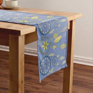 Blue and Yellow Dream Catchers Short Table Runner