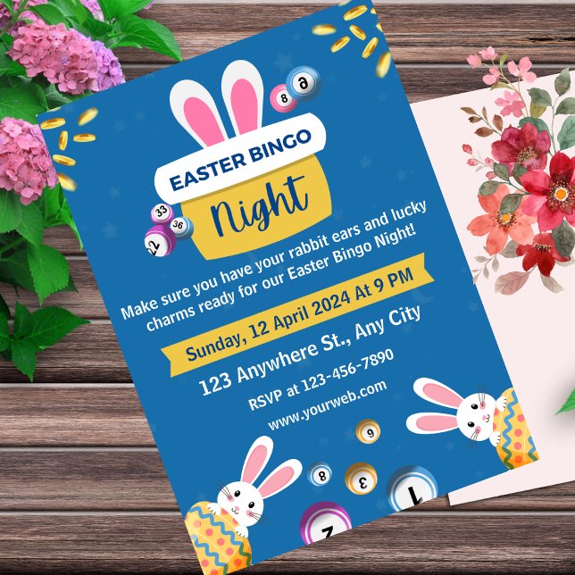 Blue And Yellow Easter Bingo Night Invitation (Creator Uploaded)