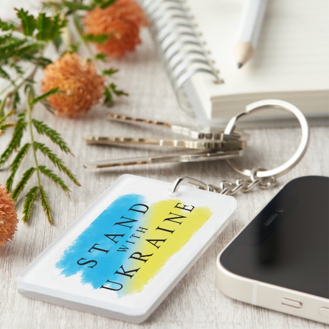 Blue and Yellow Flag Inspired Ukraine Key Ring (Front Right)