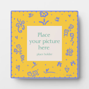 Blue and yellow fleur frame