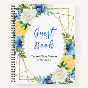 Blue and Yellow Floral Baby Shower Guest Book