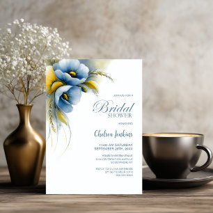 Blue and Yellow Floral Bridal Shower Invitation