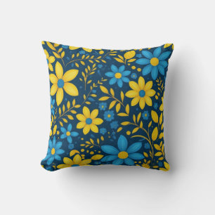 Blue and Yellow Floral  Cushion