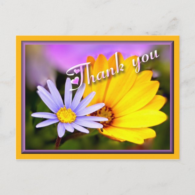 Blue and yellow floral postcard (Front)