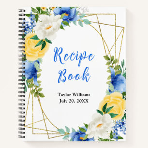 Blue and Yellow Floral Recipe Book