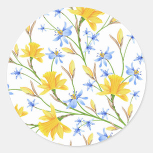 Blue and Yellow Floral Sticker