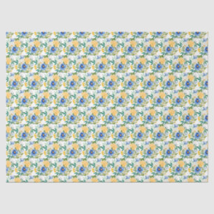 Blue and Yellow Floral Tissue Paper