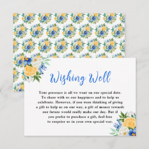 Blue and Yellow Floral Wedding Wishing Well Enclosure Card