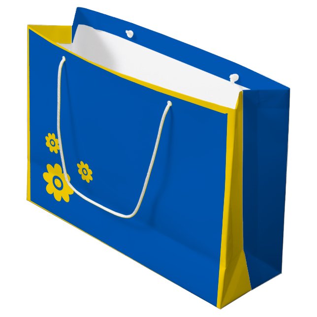 Blue and Yellow Flowers Large Gift Bag (Front Angled)