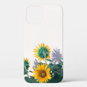 Blue and yellow flowers on white wall iPhone 12 case