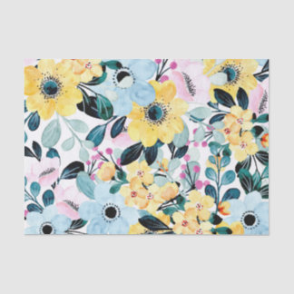 Blue and Yellow Flowers Tissue Paper