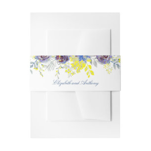 Blue and Yellow Flowers Wedding Invitation Belly Band