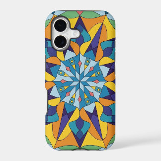 Blue and yellow fractal geometric pattern