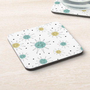 Blue and Yellow Franciscan Starburst Mid Century Coaster