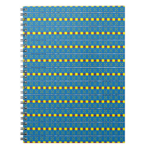 Blue and Yellow Geometric Ethnic Folk art pattern Notebook