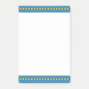 Blue and Yellow Geometric Ethnic Folk art pattern Post-it Notes