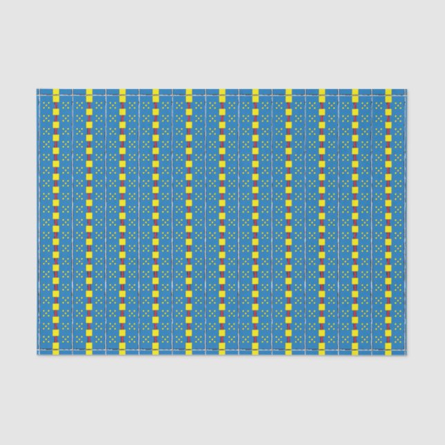Blue and Yellow Geometric Ethnic Folk art pattern Tissue Paper (Front)