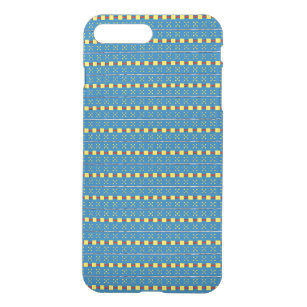 Blue and Yellow Geometric Ethnic Folk art pattern iPhone 8 Plus/7 Plus Case