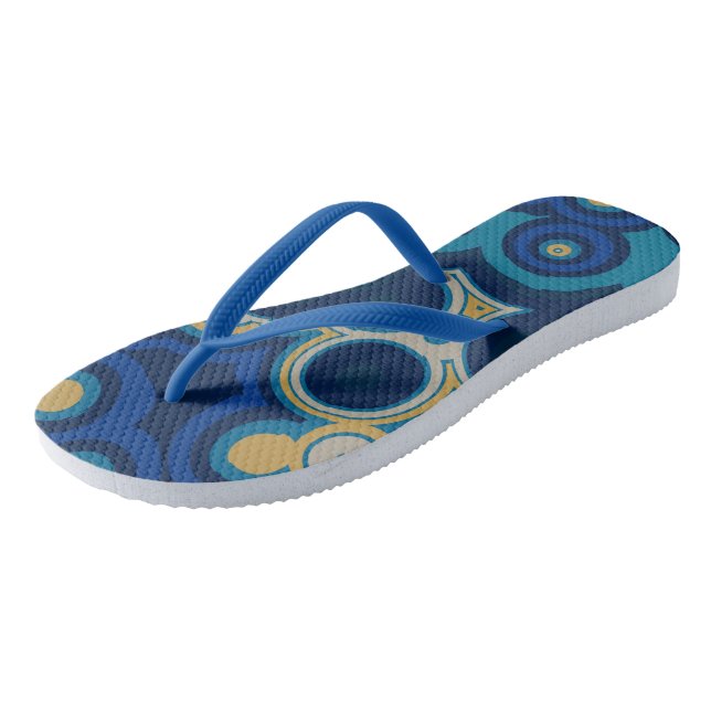 Blue and Yellow geometric Jandals (Angled)