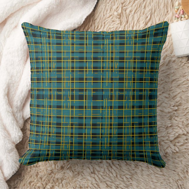 Blue and yellow grid pattern  cushion (Blanket)