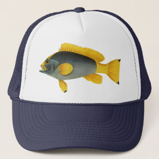 Blue and Yellow Grouper Fish, Vintage Marine Life Trucker Hat