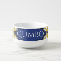 Blue and Yellow Gumbo Bliss Ceramic Bowl