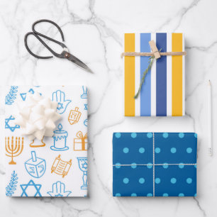 Blue and Yellow Hanukkah Wrapping Paper