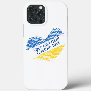 Blue and yellow heart. Custom text. Customisable iPhone 13 Pro Max Case